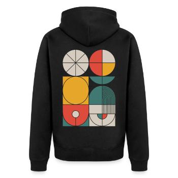 Composition des formes géométriques Bauhaus - Veste à capuche bio Premium Unisexe - noir - Dos - Nico (187cm)