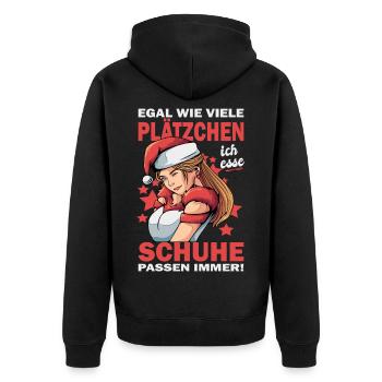 Weihnachtsgeschenk Frauen Plätzchen Lustig Idee - Unisex Premium Bio Zip Hoodie - Schwarz - Hinten - Nico (187cm)