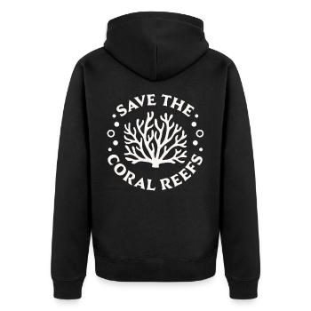 Rettet das Korallenriff und schützt die große Barriere - Unisex Premium Bio Zip Hoodie - Schwarz - Hinten - Nico (187cm)