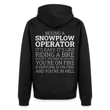 Snowplow Operator Riding A Bike Snow Plow Driver - Unisex Premium Organic Zip Hoodie - black - Back - Nico (187cm)