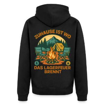 Home is where the campfire burns Camping - Unisex Premium Organic Zip Hoodie - black - Back - Nico (187cm)