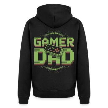 Gamer Dad Pixel Art Design - Unisex Premium Bio Zip Hoodie - Schwarz - Hinten - Nico (187cm)