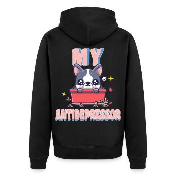 My Antidepressor Bouledogue Français Cadeau Humour - Veste à capuche bio Premium Unisexe - noir - Dos - Nico (187cm)