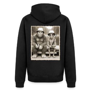 Pêche, Pêcheur, Pêcheur, Pêche, Bigfoot, Alien - Veste à capuche bio Premium Unisexe - noir - Dos - Nico (187cm)