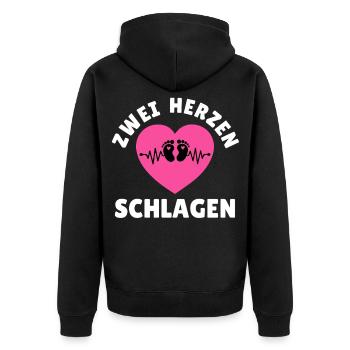 Expectant mother TWO HEARTS BEAT Funny - Unisex Premium Organic Zip Hoodie - black - Back - Nico (187cm)