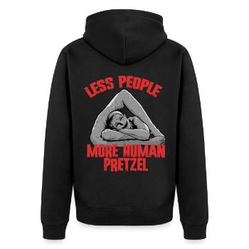 Kontorsionist Kontorsion More Human Pretzel - Unisex Premium Bio Zip Hoodie - Schwarz - Hinten - Nico (187cm)