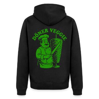 Döner Veggie - Fast Food - veganer Kebab - Unisex Premium Bio Zip Hoodie - Schwarz - Hinten - Nico (187cm)