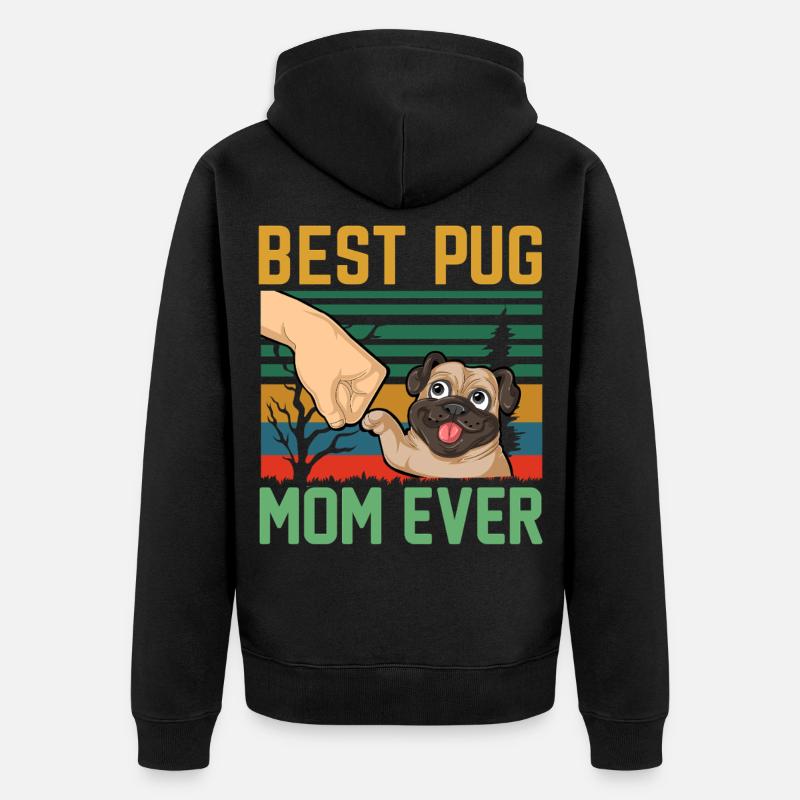 Beste Mopsmutter aller Zeiten Retro - Unisex Premium Bio Zip Hoodie - Schwarz