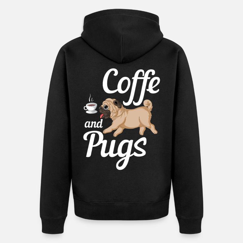 Kaffee und Möpse Tee - Unisex Premium Bio Zip Hoodie - Schwarz