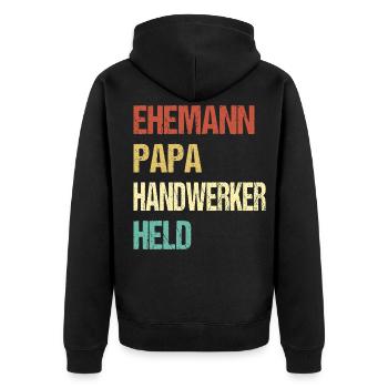 Mari Papa Artisan Héros Dicton - Veste à capuche bio Premium Unisexe - noir - Dos - Nico (187cm)