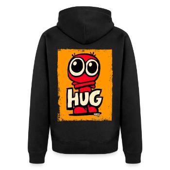 Kleines süßes Monster mit großen Augen - Unisex Premium Bio Zip Hoodie - Schwarz - Hinten - Nico (187cm)