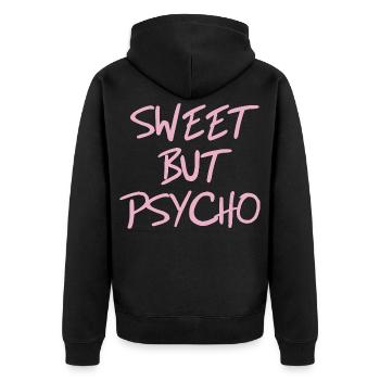 Dicton doux mais psychopathe en rose - Veste à capuche bio Premium Unisexe - noir - Dos - Nico (187cm)
