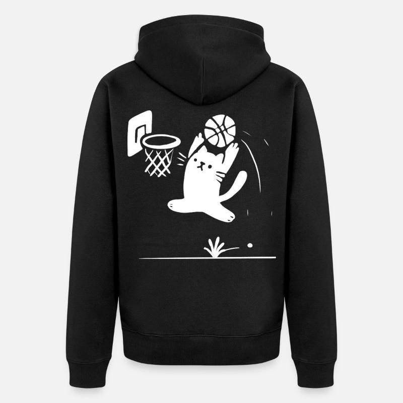 Chat de basket-ball - Veste à capuche bio Premium Unisexe - noir