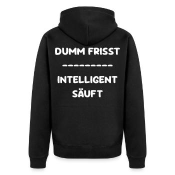 Stupid Eats - Intelligent Drinks - Unisex Premium Organic Zip Hoodie - black - Back - Nico (187cm)