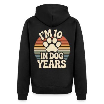 10 en chien années 70 anniversaire cadeau drôle - Veste à capuche bio Premium Unisexe - noir - Dos - Nico (187cm)