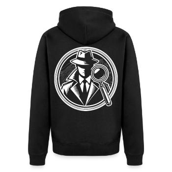 Detective Design – À la recherche d’indices à la loupe - Veste à capuche bio Premium Unisexe - noir - Dos - Nico (187cm)