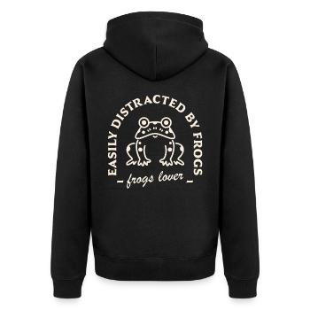 Lustige Froschliebhaber humorvolle Zitate - Unisex Premium Bio Zip Hoodie - Schwarz - Hinten - Nico (187cm)