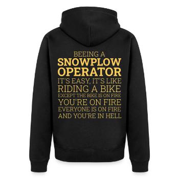 Snowplow Operator Riding A Bike Snow Plow Driver - Unisex Premium Organic Zip Hoodie - black - Back - Nico (187cm)