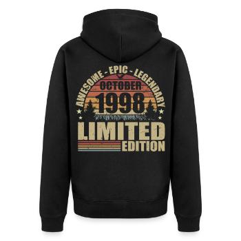 27th Retro Anniversary October 1998 - October 1998 - Unisex Premium Organic Zip Hoodie - black - Back - Nico (187cm)