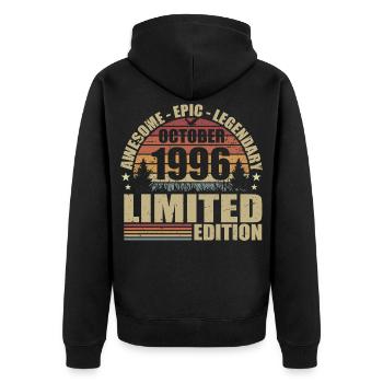 29th Anniversary Retro October 1996 - October 1996 - Unisex Premium Organic Zip Hoodie - black - Back - Nico (187cm)