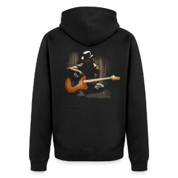 Gitarrist - Unisex Premium Bio Zip Hoodie - Schwarz - Hinten - Nico (187cm)