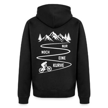 Nur Noch Eine Kurve Mountainbike Berge - Unisex Premium Bio Zip Hoodie - Schwarz - Hinten - Nico (187cm)