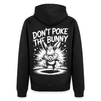 Warnung vor dem aggressiven Kaninchen - Unisex Premium Bio Zip Hoodie - Schwarz - Hinten - Nico (187cm)