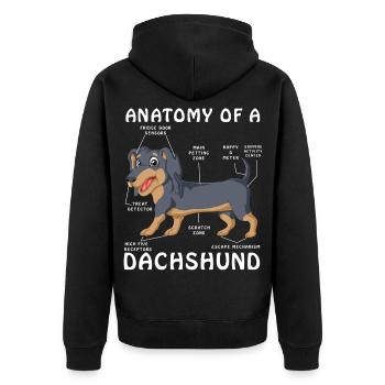 T-shirt pour chien Dachshund Anatomy - Veste à capuche bio Premium Unisexe - noir - Dos - Nico (187cm)
