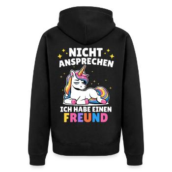 Malle DON'T TALK TO HAVE A FRIEND - Unisex Premium Organic Zip Hoodie - black - Back - Nico (187cm)