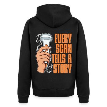 Sonographer Every Scan Tells A Story Sonography - Unisex Premium Bio Zip Hoodie - Schwarz - Hinten - Nico (187cm)