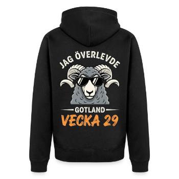 I survived Gotland Week 29 - Unisex Premium Organic Zip Hoodie - black - Back - Nico (187cm)