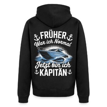 Captain - skipper - Unisex Premium Organic Zip Hoodie - black - Back - Nico (187cm)