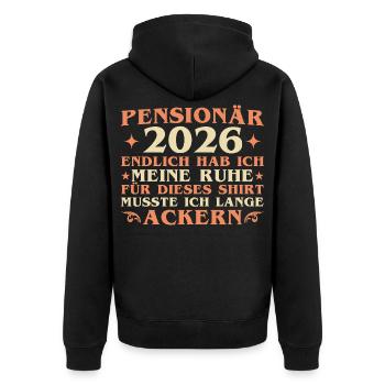 Kollege Abschied Pension 2026 - Pensionär - Unisex Premium Bio Zip Hoodie - Schwarz - Hinten - Nico (187cm)
