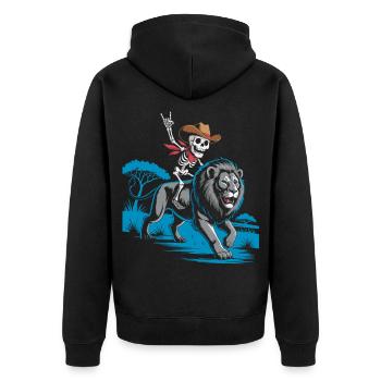 Squelette sur lion dans le style du Far West - Veste à capuche bio Premium Unisexe - noir - Dos - Nico (187cm)