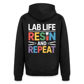 Technicien de laboratoire dentaire Art de travail - Veste à capuche bio Premium Unisexe - noir - Dos - Nico (187cm)