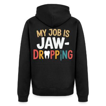 Design von Werkzeugen für Dentallabortechniker - Unisex Premium Bio Zip Hoodie - Schwarz - Hinten - Nico (187cm)