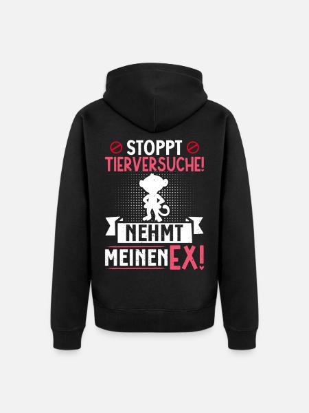 Animal welfare STOP ANIMAL TESTING TAKE MY EX - Unisex Premium Organic Zip Hoodie - black