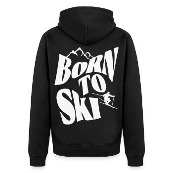 Sports d’hiver - Born to SKI - Veste à capuche bio Premium Unisexe - noir - Dos - Nico (187cm)