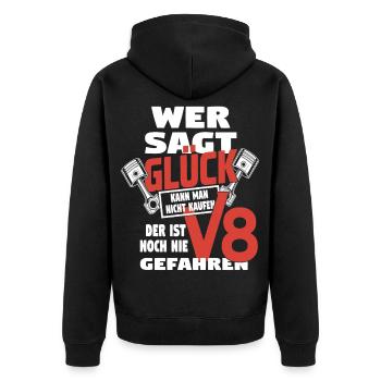 V8 muscle-car power - Unisex Premium Bio Zip Hoodie - Schwarz - Hinten - Nico (187cm)