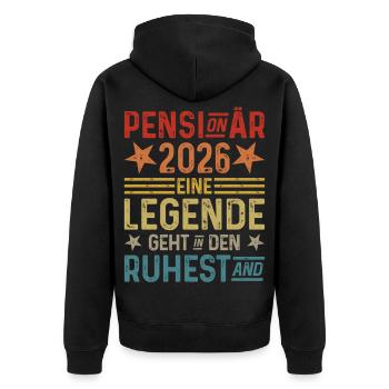 Pensionär 2026 Eine Legende geht in den Ruhestand - Unisex Premium Bio Zip Hoodie - Schwarz - Hinten - Nico (187cm)