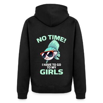 Guppy Fisch Aquarium Aquarianer Zierfisch Zucht  - Unisex Premium Bio Zip Hoodie - Schwarz - Hinten - Nico (187cm)
