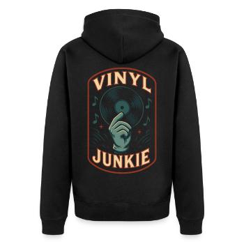 Vinyle Junkie Disque Musique Design Rétro - Veste à capuche bio Premium Unisexe - noir - Dos - Nico (187cm)