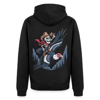 Skelett reitet Geier - Unisex Premium Bio Zip Hoodie - Schwarz - Hinten - Nico (187cm)