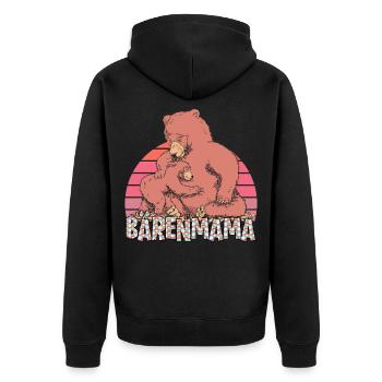 Bald Mama MOTHER BEAR Lustiges - Unisex Premium Bio Zip Hoodie - Schwarz - Hinten - Nico (187cm)