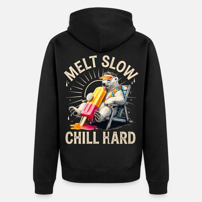 Schmelz langsam Chill Harter Bär - Unisex Premium Bio Zip Hoodie - Schwarz