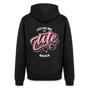 Lass das mal die Ute machen - Namenstag - Unisex Premium Bio Zip Hoodie - Schwarz - Hinten - Nico (187cm)
