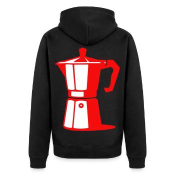 Coffee Pot Illustration for Cafe Lovers - Unisex Premium Organic Zip Hoodie - black - Back - Nico (187cm)