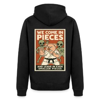 Arts Martiaux Cochon vs Aliens Affiche - Veste à capuche bio Premium Unisexe - noir - Dos - Nico (187cm)