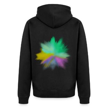 Aquarellfarben Explosion - Unisex Premium Bio Zip Hoodie - Schwarz - Hinten - Nico (187cm)