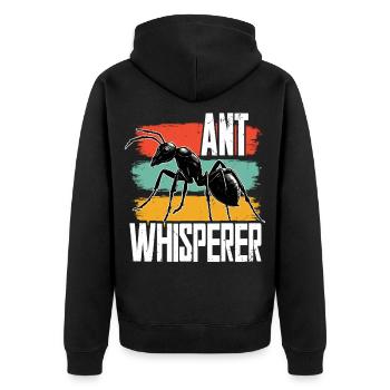 Ameisenzucht Ameisenzüchter Ant Whisperer - Unisex Premium Bio Zip Hoodie - Schwarz - Hinten - Nico (187cm)
